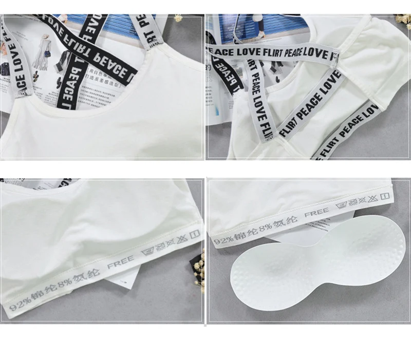 Letter Cut Out Sports Bra black white Women Fitness Yoga Push up Gym Padded Sports Top Athletic Sexy Workout Running Clothing