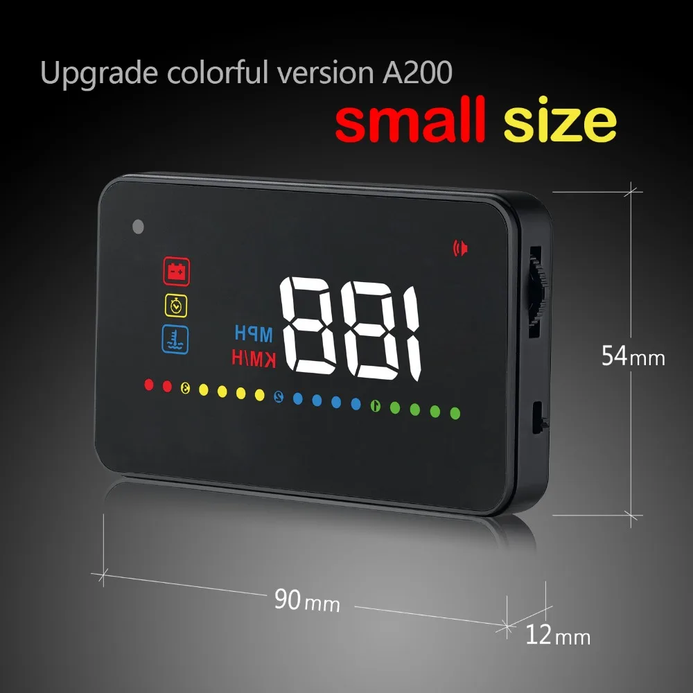 

A200 OBD Hud OBD2 Head Up Display Car Speedometer Windshield Projector Over Speed/Voltage/Water/fatigue driving Alarm