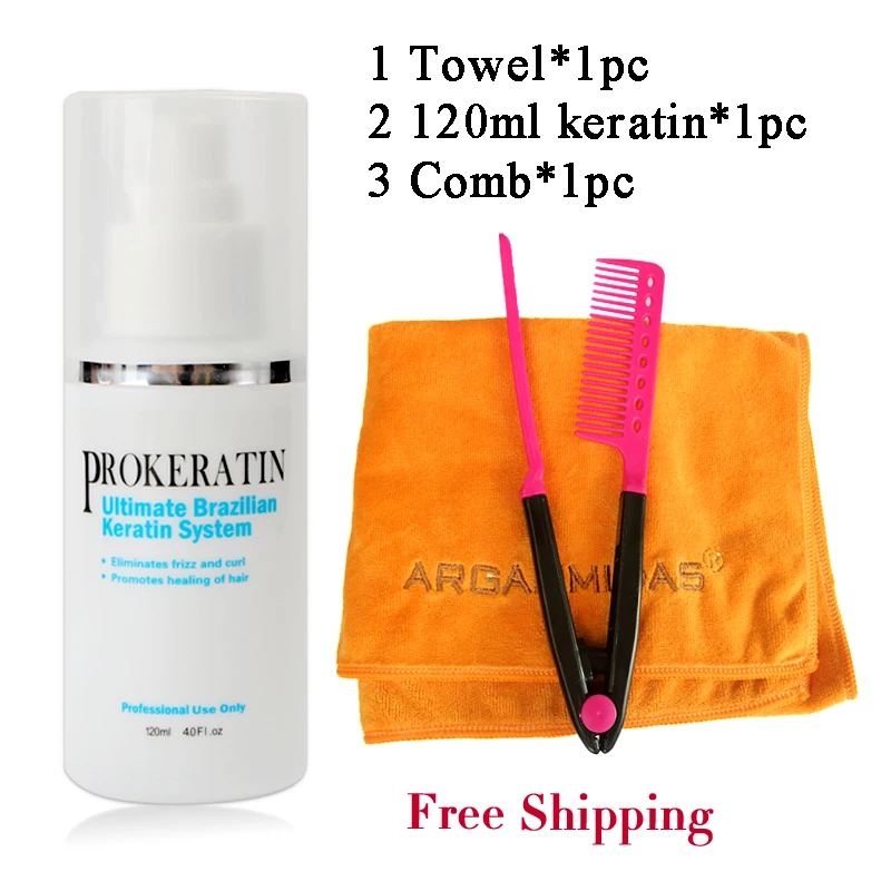 

Portable Set Mini 120ml Keratin Hair Treatment +Hair Comb+Hair Drying Towel and Care Hair DIY at Home Free Shipping