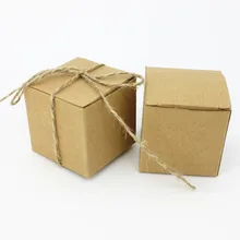 100 шт свадебные подарки для гостей крафт-бумага коробка конфет на свадьбу коричневая квадратная картонная коробка для упаковки подарочные мешочки, принадлежности для праздника