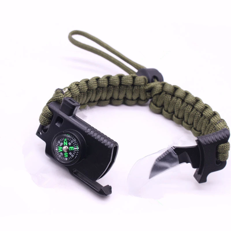 

Bracelets Bangles For Men Pulseira Masculina 2018 Man Charm 4 in 1 Outdoor Paracord Survival Bracelet Knife Umbrella Rope Chain