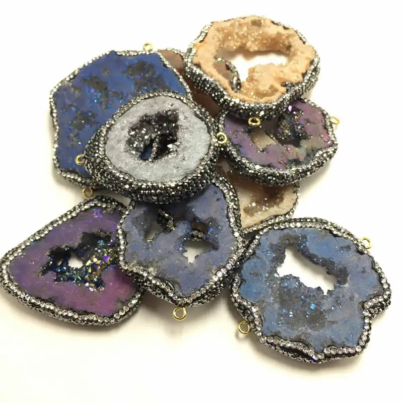 

Natural Onyx charm Pendants Multi Colorful Slice Irregular Natural Agat Crystal Stone Quartz Pendant DIY Fit Necklaces wholesale
