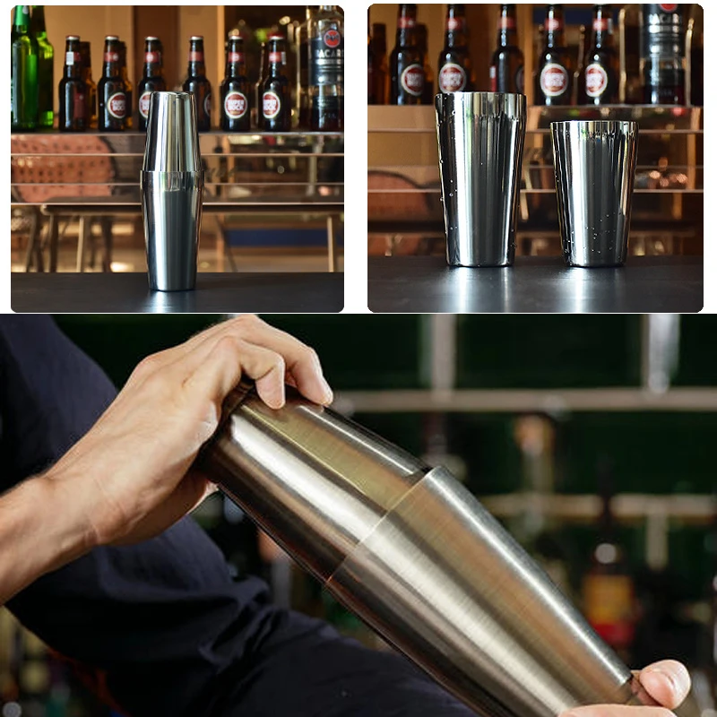 Cocktail Shaker Stainless Steel Bar Tools 13-Piece Bartender Kit With Stand and Recipes Booklet Reusable Ice Cubes