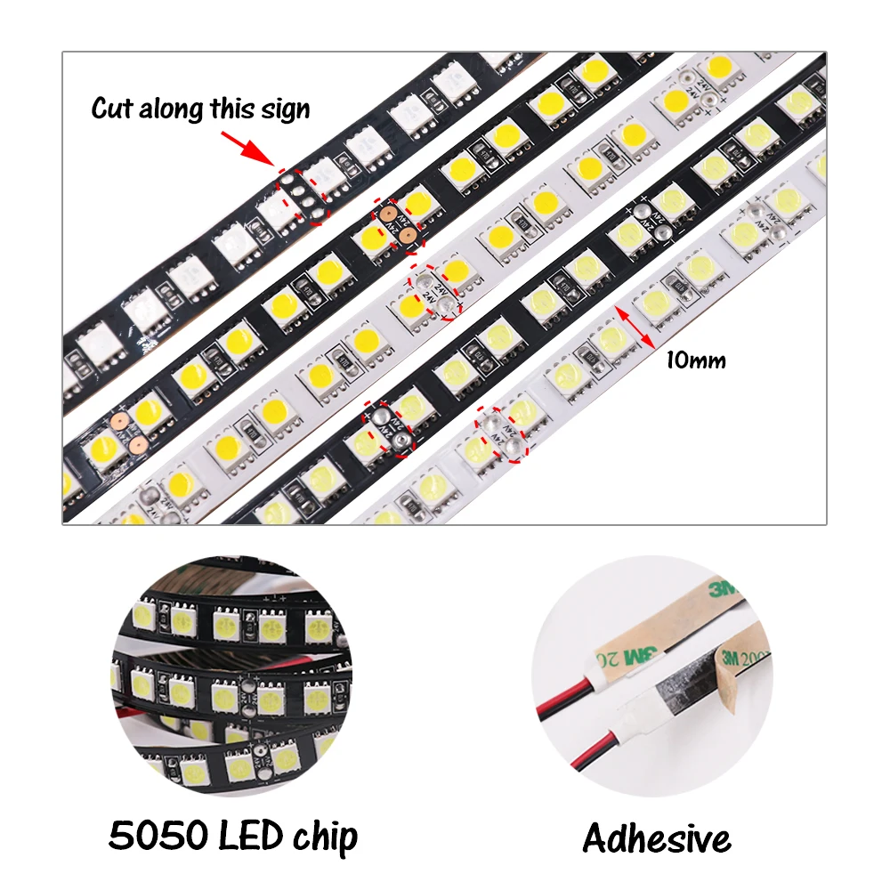 12V 24V 5050 Светодиодные ленты 120 светодиодный s/М холодный белый/теплый белый RGB гибкий светодиодный светильник солнечный светильник для дома и сада 50 м/рулон