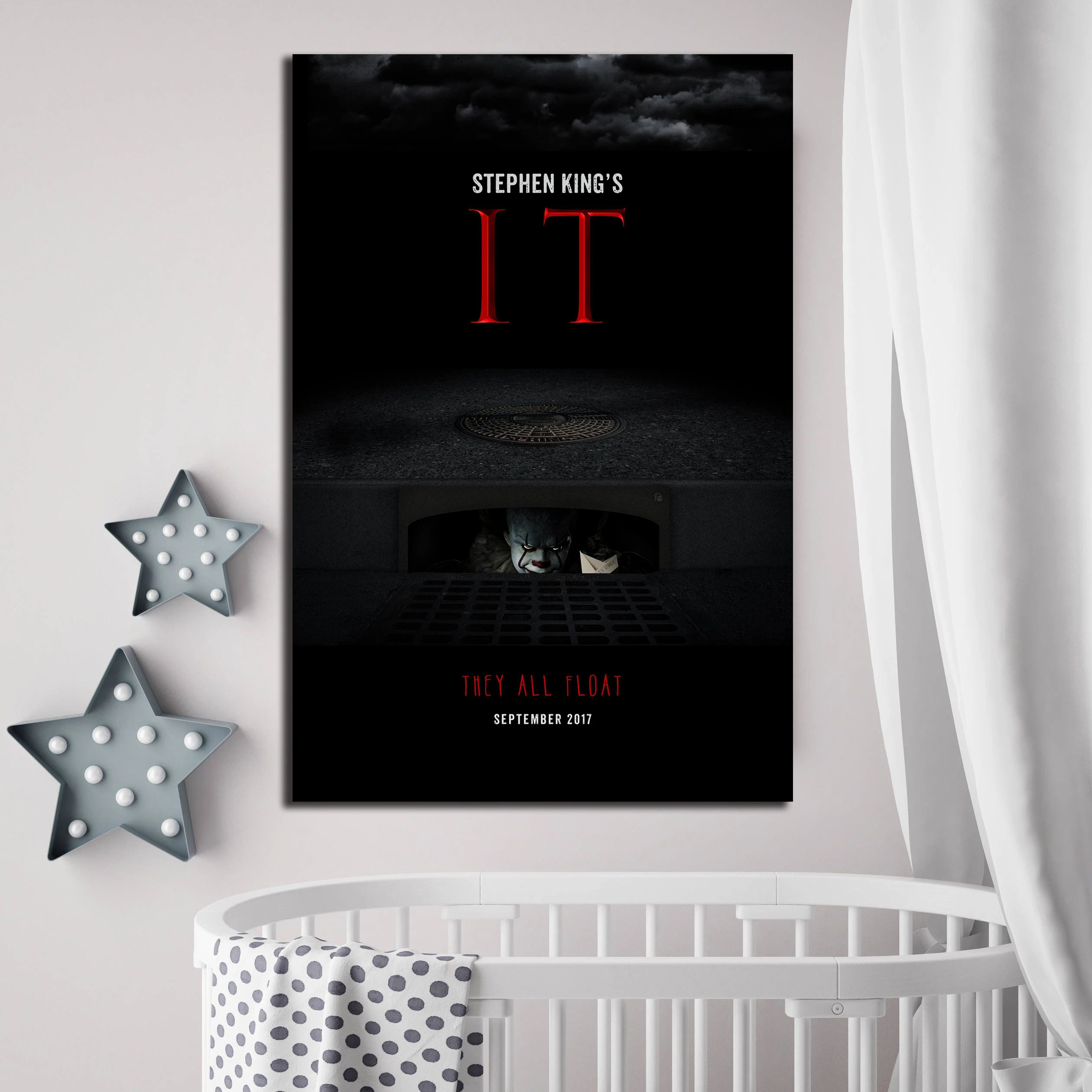 

IT Horror Film Poster Classic Movie Paintings On Canvas Modern Art Poster Wall Pictures For Living Room Home Decoration