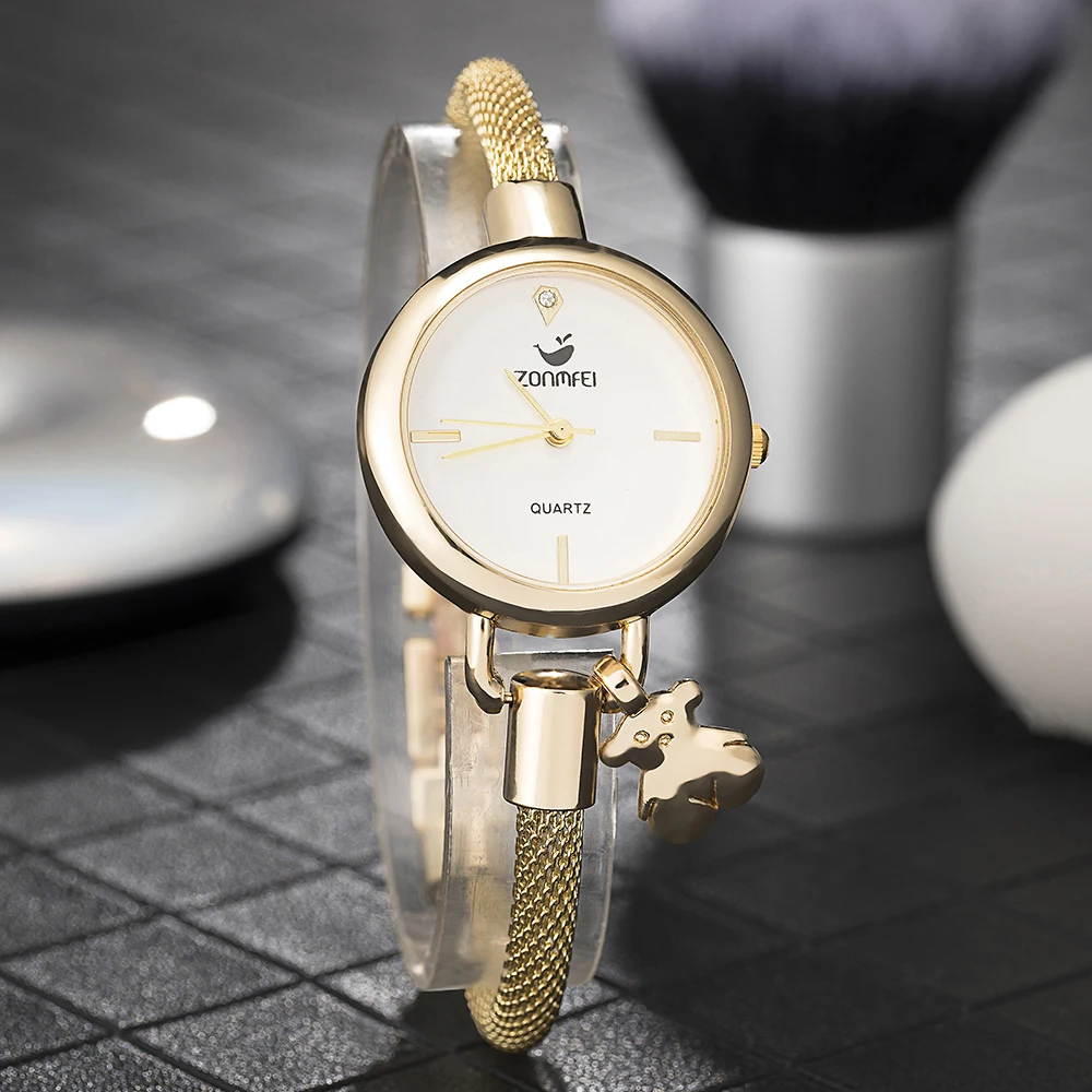 

Zonmfei Women's popular bracelet smart watches Fashion Jewelry Pedant chain wristwatches lovely girl dress clock top hot design