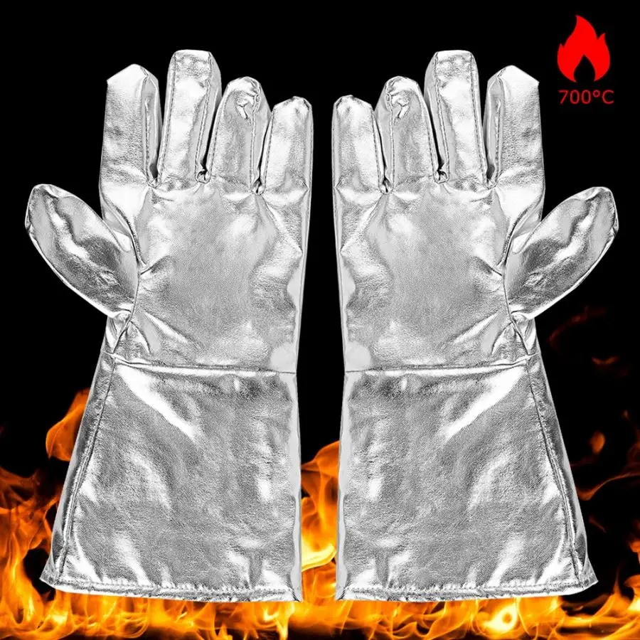 

700 Degree High Temperature Resistance Gloves Full Five-Finger Thick Gloves Radiation Resistant Heat Insulating Gloves for fire