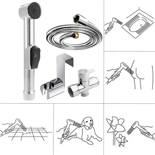 Портативный бидированный ручной распылитель для биде для туалета, ручной распылитель для душа, ручной распылитель для туалета, пистолет для биде, кран для биде - Цвет: bidet set4