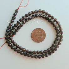 Lii Ji Натуральный дымчатый кварц круглой формы граненые бусины около 4 мм DIY Изготовление ювелирных изделий около 39 см