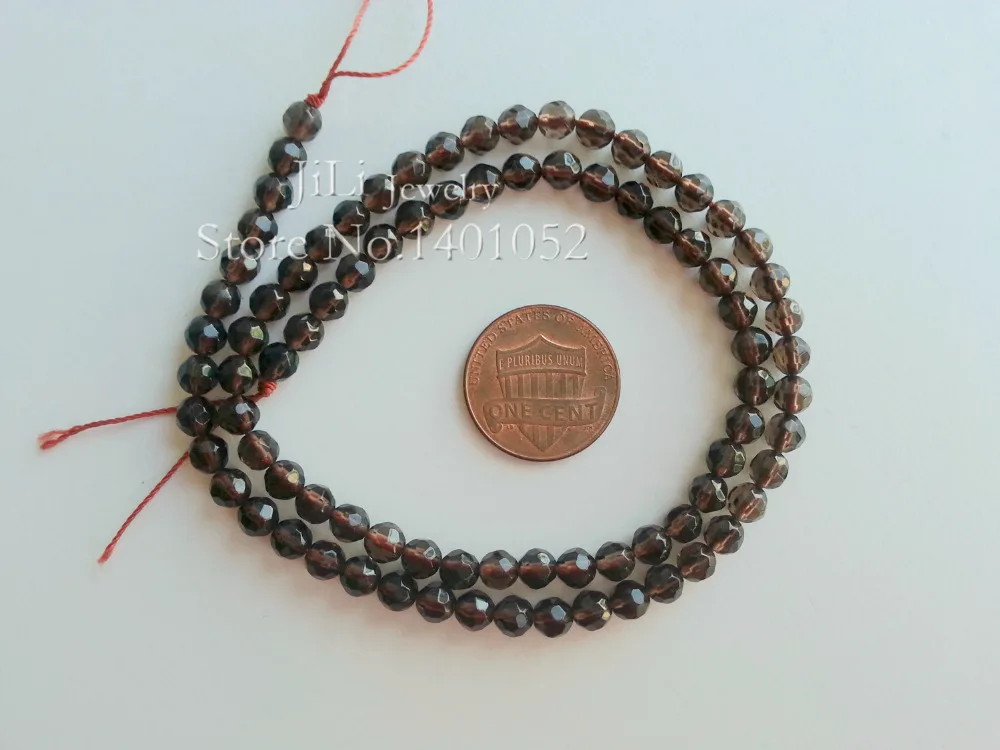 

Lii Ji Natural Smoky Quartz Round Shape Faceted beads about 4mm DIY Jewelry Making Approx 39cm
