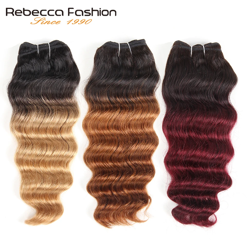 

Rebecca Natural Hi Deep Wave Human Hair 1 Bundle Deals Brazilian Narural Deep Wave Color Remy Hair #T1B/27 #T1B/30 #T1B/99J