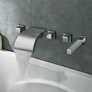 

Bathtub Shower Faucets Chrome Polish Bathroom Suana 5pc Sets Showerhead,Diverter,Two Handles,Shower Hose,Waterfall Spout YGWJ010