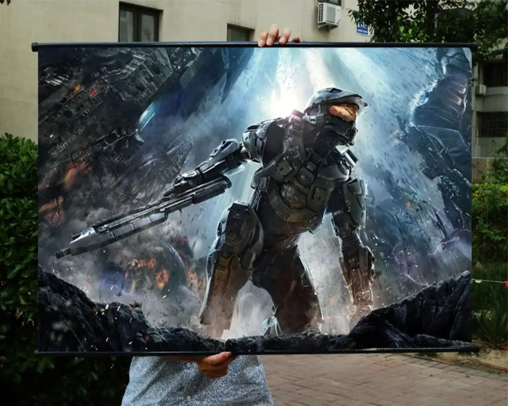 

"Halo 4" HD Game Movie Wall Scrolls Poster Bar Cafes Home Decor Banners Hanging Art Waterproof Cloth Decorate 60X90 CM