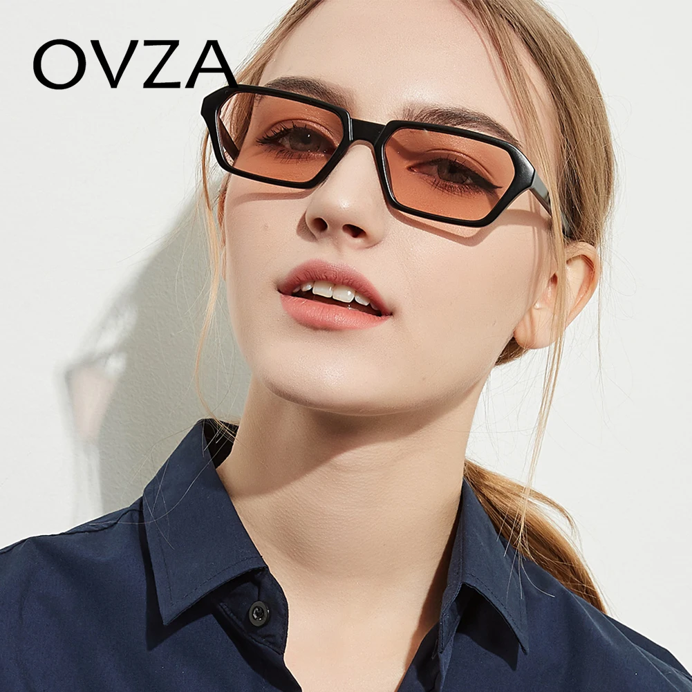 Мужские и женские прямоугольные солнцезащитные очки OVZA винтажные черные в стиле