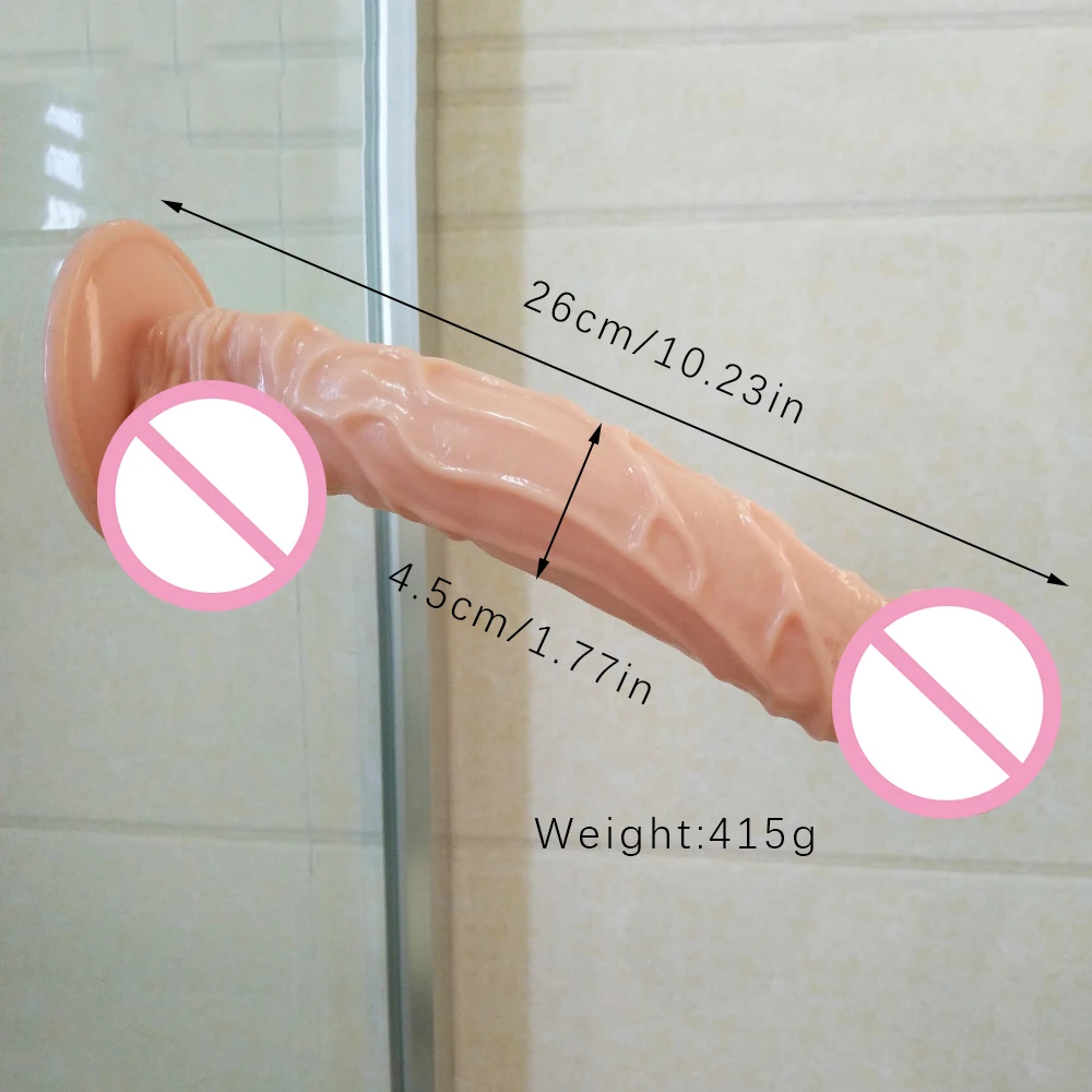 Goedkoop DOMI 26*4.5 cm Realistische Lul Stimulator Penis Echte Huid Gevoel Sex Siliconen Kunstmatige Dildo voor Vrouwen