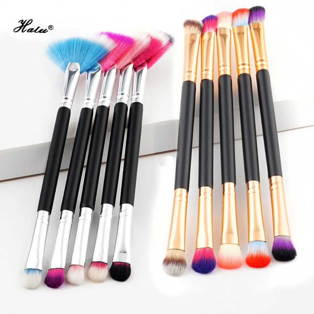 HaLu Professional Double End Makeup Brushes 19cm Big Wood Fan Eyeshadow