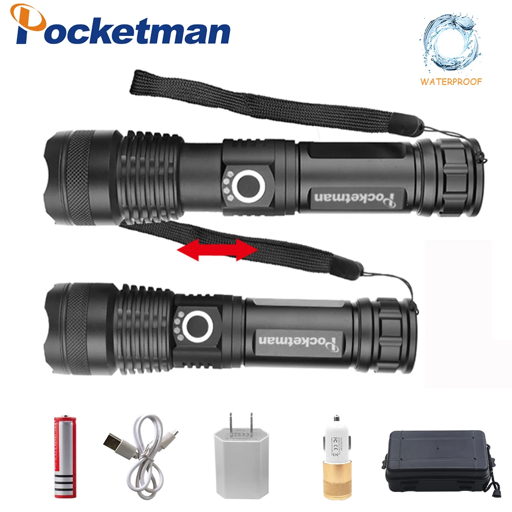 Pocketman 6000 люмен лампа xhp50.2 самый мощный фонарик usb Zoom СВЕТОДИОДНЫЙ Фонарь xhp50 18650 перезаряжаемый аккумулятор для охоты