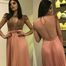 Сексуальное, с открытой спиной, вышитое бисером, с высоким воротником, роскошное шифоновое вечернее платье