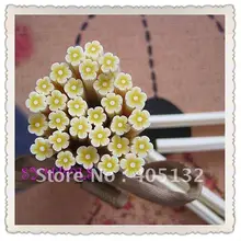 C-17,, 100 шт, 5 мм, желтый цветок, трость, необычный дизайн ногтей, полимерная глина, трость