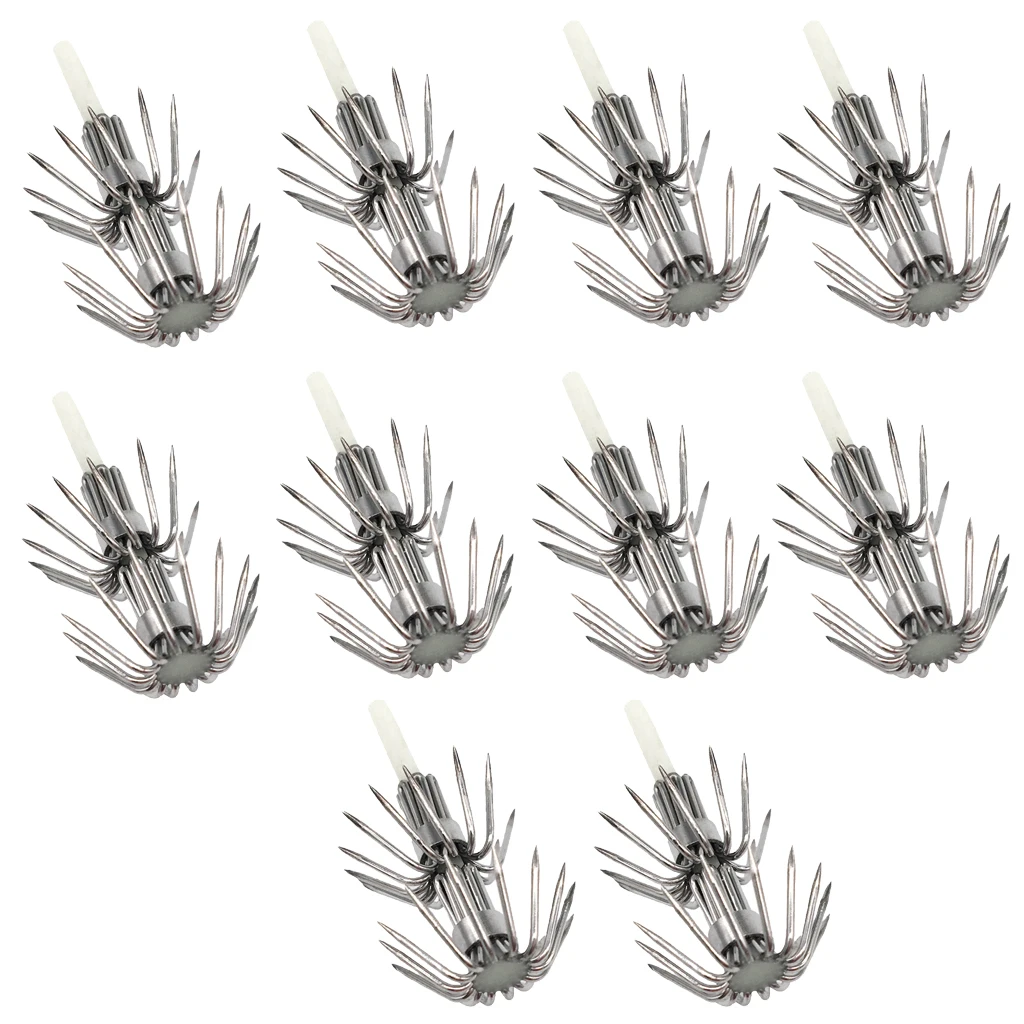 10pcs Stainless Steel Squid Jig Hooks Sea Fishing Hooks Glow in Dark Fishhooks DIY Umbrella Hook les hamecons Anzuelos de pesca