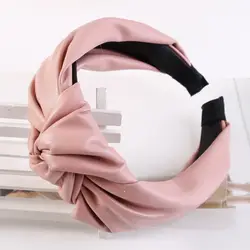 2019 осень зима Hairbands тюрбан Винтаж кожа аксессуары для волос PU узел широкая сторона повязка оптовая продажа