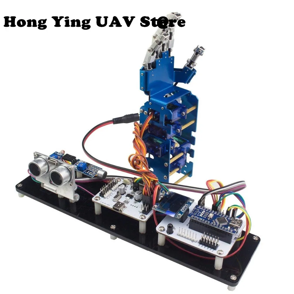 

DIY 5DOF Minihand humanoid robot hand Arduino NANOTM32 single chip ultrasonic sensor robot toy