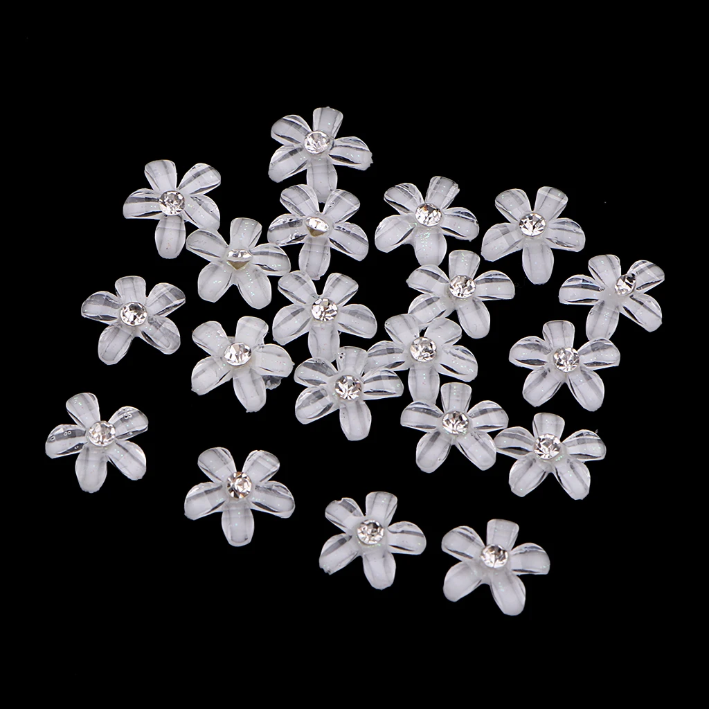 20Pc 9mm Resin Embellishments Rhinestone Flowers Flatback Buttons for Wedding Party Home Decoration DIY Sewing Crafts Bow Center