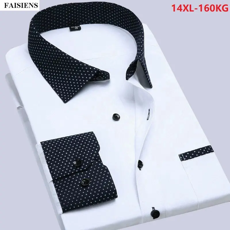 

Men 10XL 9XL Classic striped Shirt Long Sleeve Larger Size Big 5XL 6XL 8XL Autumn 14XL Business Man Blouse Formal Office 12XL 54