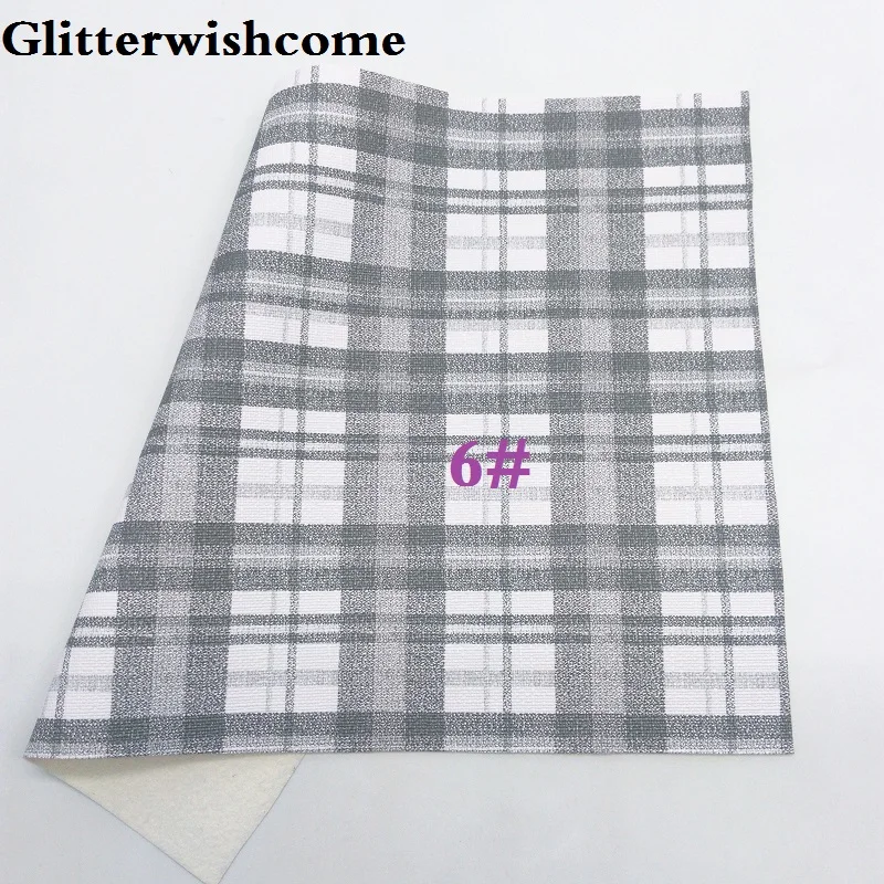 Glitterwishcome 21X29 см A4 размер винил для бантов печатные пледы тартан кожа Fabirc искусственная кожа листы для бантов, GM218A - Цвет: 6