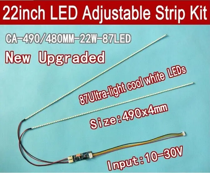 

10pcs/lot 490mm Adjustable brightness led backlight strip kit,Update your 22inch ccfl lcd screen panel monitor to led bakclight