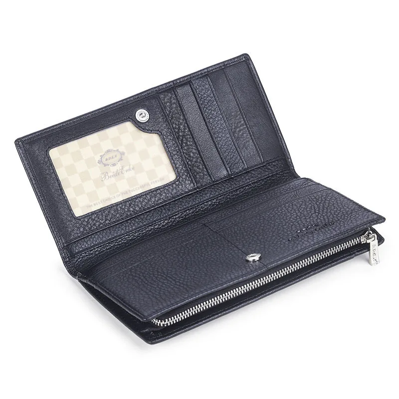 

Soft Men Wallet Black Real Cowhide Genuine Leather Bifold Long Wallets Purses ID Credit Card Holder Coins Checkbook portfel