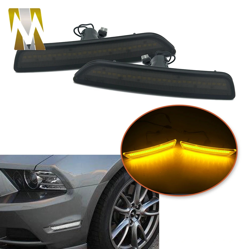 (Front) For Ford Mustang 2011 2012 2013 2014 27-SMD Integrated Turn Signals Car Front Side Marker Lamps Bumper Lights LED (16)