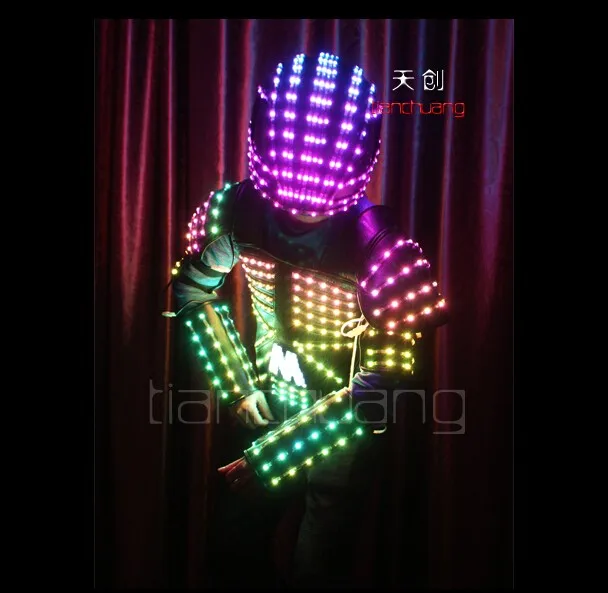 TC-102 полноцветный мужской костюм робота для сценического клуба танцевальный костюм светодиодный диско РГБ одежда для бальных танцев программируемая одежда СВЕТОДИОДНЫЙ Красочный светильник