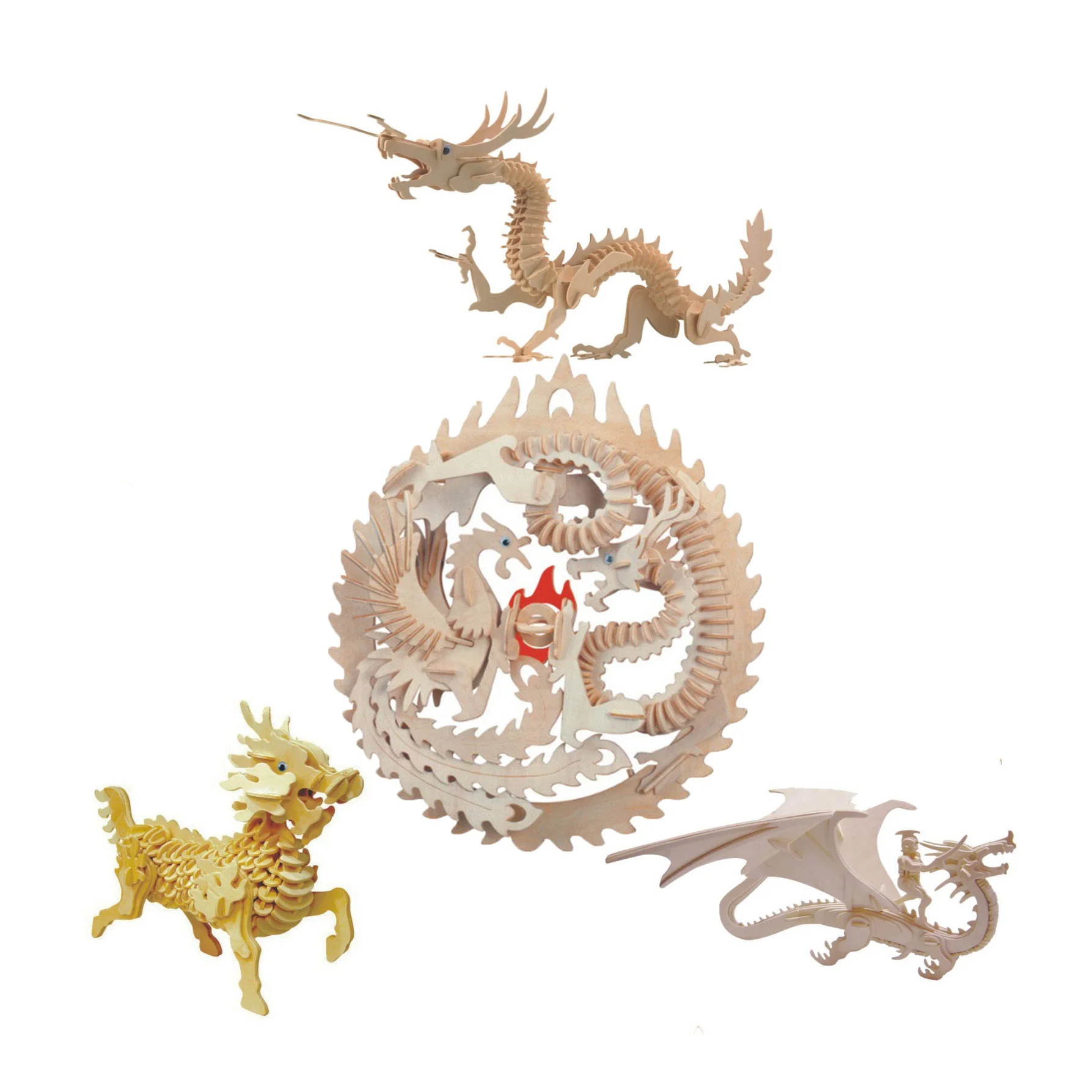 

Chanycore Baby Learning Educational Wooden Toys 3D Puzzle Animal Loong Kylin Phoenix Chinese Dragon Unicorn Kids Gifts 4290