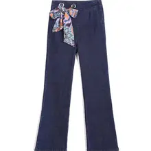 Плюс размеры Тонкий брюки для девочек для женщин Весна Высокая талия эластичный пояс кружево до мотобрюки