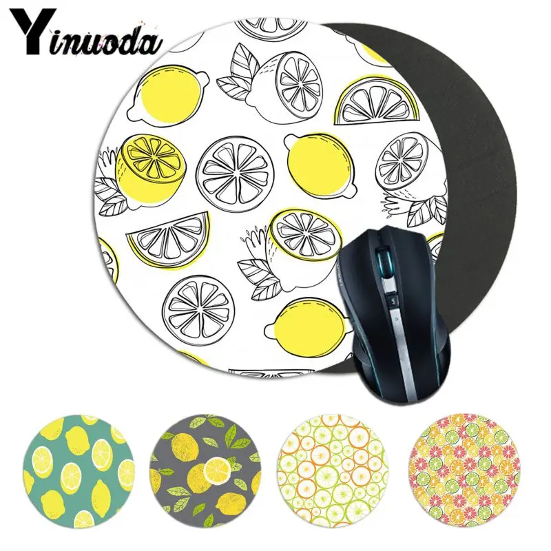

Yinuoda New Yellow Cute Lemon pattern Natural Rubber Gaming mousepad Desk Mat nimation small Mouse pad gamer Round Mice Pad