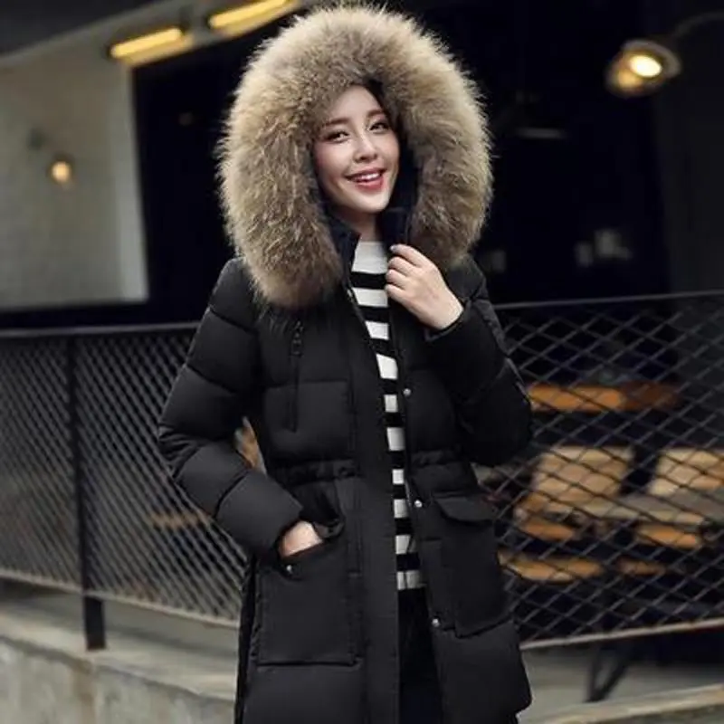 2017 New Womens Winter Jackets And Coats Slim Thick Warm Coat Zipper Cotton Parkas Women Red Black NW0002