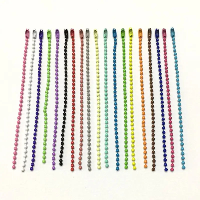 

50Pcs/lot Colorful 2.4mm Metal Ball Bead Chains Ketting high quality stainless DIY accessories steel freeshipping