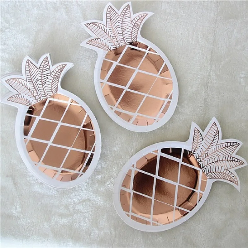 

8pcs/Set Gold Foil Pineapple Disposable Tableware Party Paper Plates Paper Tableware Baby Shower Birthday Party Supplies