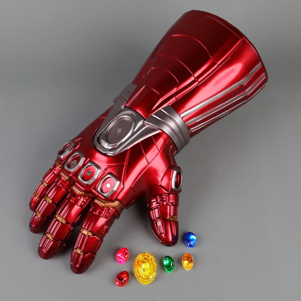 Новые мстители эндгейм IronMan Infinity Gauntlet камни Съемная со светодиодной подсветкой Косплей рука танос латексные перчатки супергерой оружие