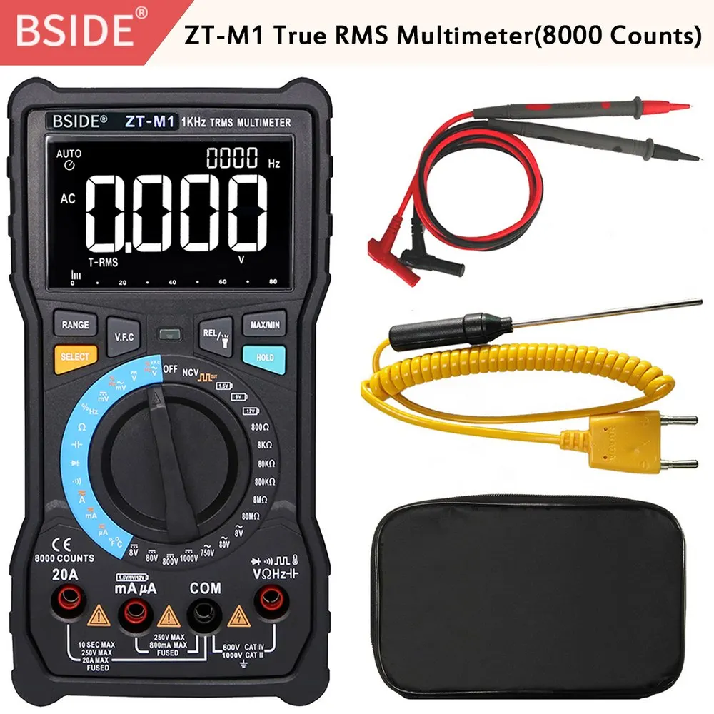BSIDE ZT M1 Цифровой мультиметр Авто/ручной TRMS 3 Line 8000 отсчетов Добавить измерение V.F.C