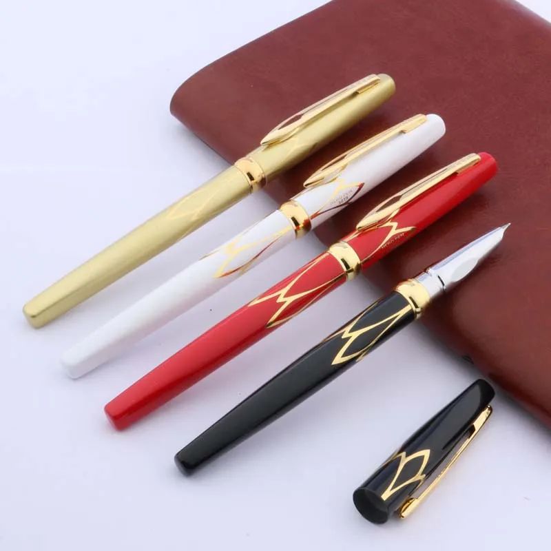 Fountain Pen HERO Classic GOLDEN and black red Trim F Nib School Student Office Gifts Stationery