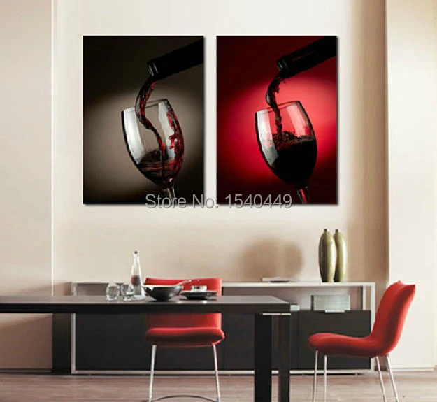 Hand made 2 piece wine glass wall art Modern abstract Oil Painting on