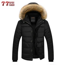 Брендовая утолщенная теплая зимняя куртка, пальто для мужчин, большой размер 4XL 5XL, Повседневная парка с меховым капюшоном, куртки casacos masculino, сохраняющие тепло-20 'C