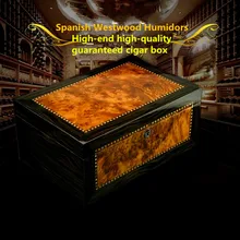 Высококачественный прозрачный стеклянный Верхний красный кедровый деревянный ящик для сигар коробка для хранения с увлажнителем гигрометром