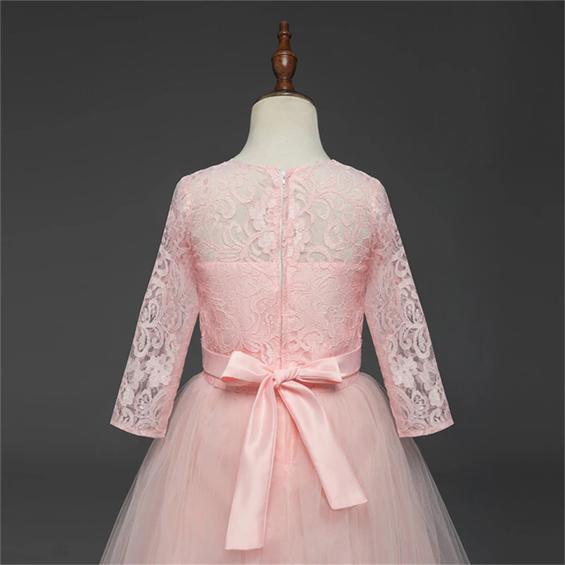 Цветочное розовое платье для девочек, тонкая длиной до лодыжки, свадебное платье, детское платье для дня рождения, выпускного вечера, роскошное бальное платье для первого причастия