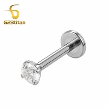 G23titan внутренняя нить 4 мм беруши с кристаллами туннель для Tragus Anti Helix Conch Daith titanium украшение для пирсинга губ