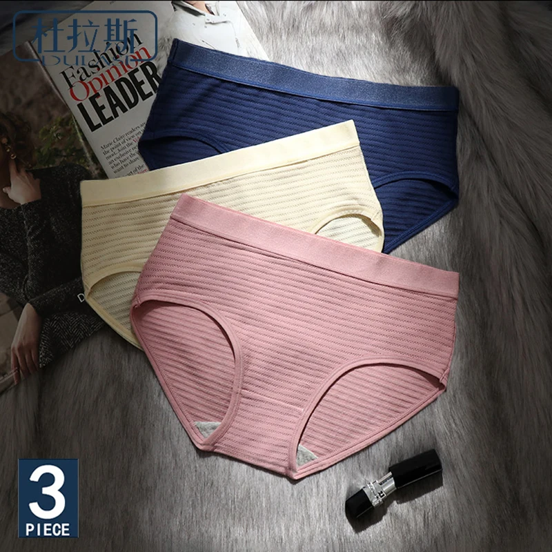 

Cotton Crotch Low-Rise Pantie Transparent Waist Panties No Trace Large Size Comfortable Breathable Underware 3pcs/lot DULASI