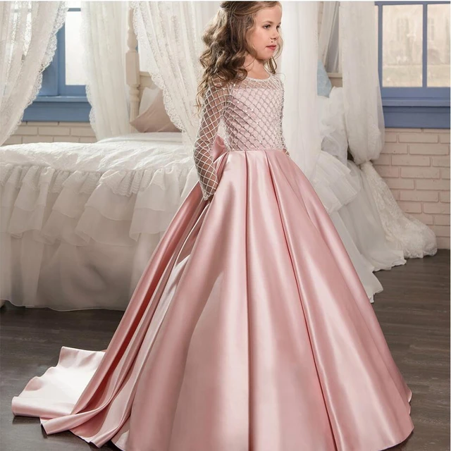 Baby Pink Net Embroidered Mother Daughter Gown Combo for Wedding-hancorp34.com.vn