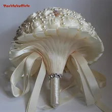 Прибытие цвета слоновой кости великолепный жемчуг Невесты Свадебный букет ручной работы Свадебные цветы Свадебные букеты элегантный в форме бриллианта